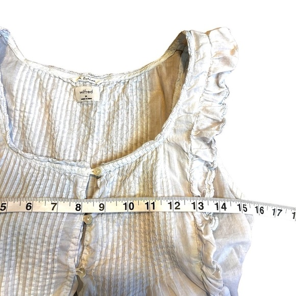 Aritzia Wilfred La Boheme Delacroix Tank- Ruffled, Pintuck Tank Top- Light Blue - Picture 13 of 14